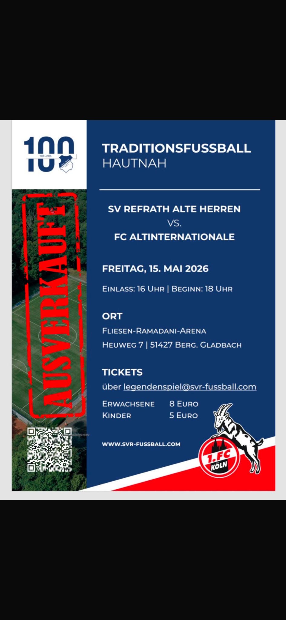 Veranstaltungsplakat zum Jubiläumsspiel